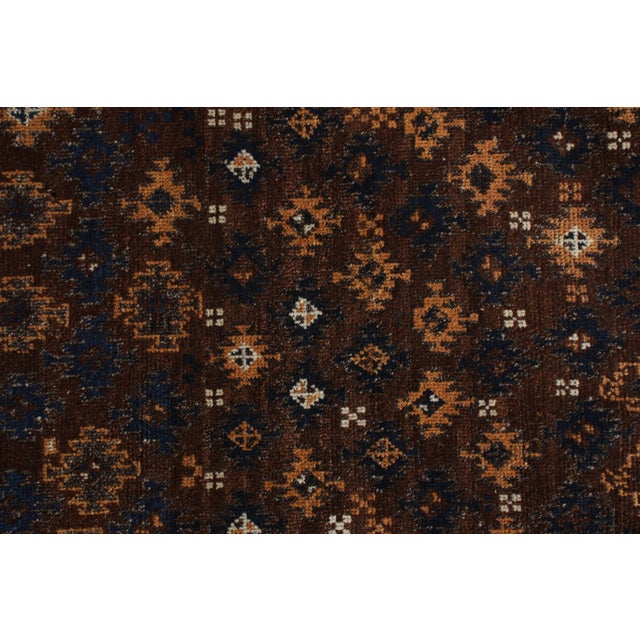 Rug & Kilim Handknotted Rich Brown and Gold Folk Rug, 3'x10' For Sale - Image 4 of 7