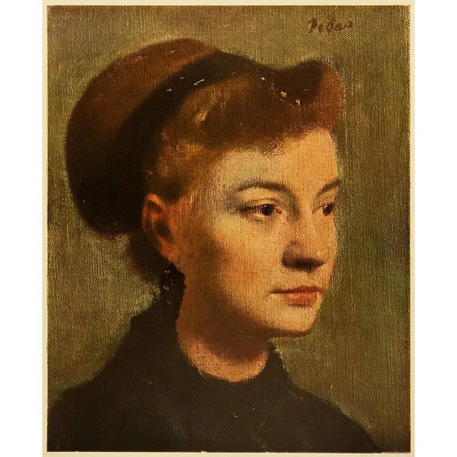 Paper 1940s After Edgar Degas "Head of a Young Woman" Vintage Impressionist Print For Sale - Image 7 of 7