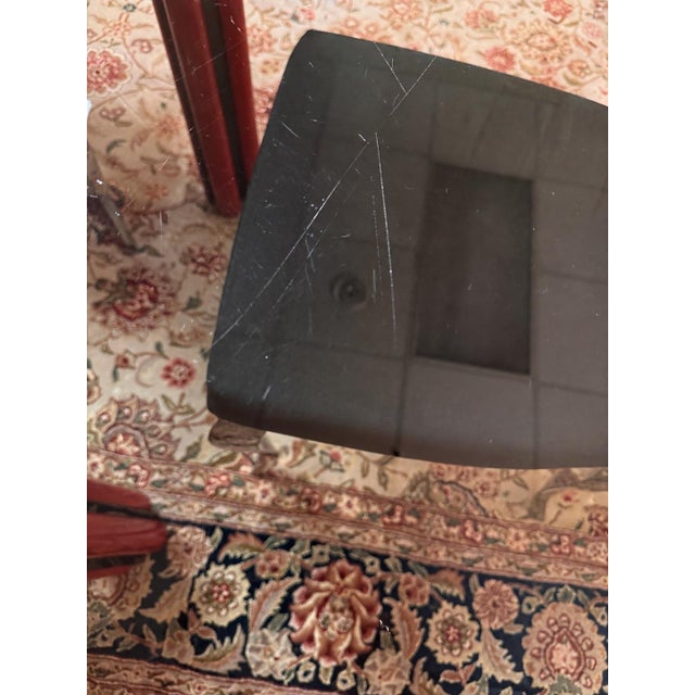 Wood Sculptural Red & Black Glass-Top Dining Table For Sale - Image 7 of 8
