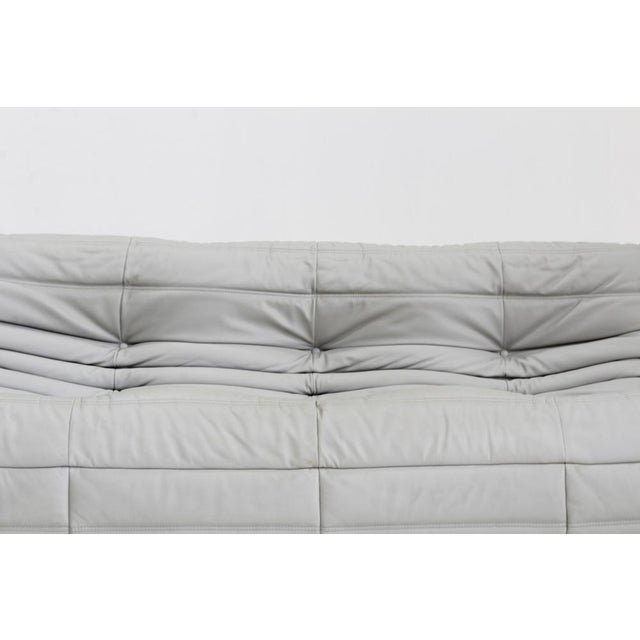 Animal Skin Vintage Togo 3-Seater Sofa in Grey Leather by Michel Ducaroy for Ligne Roset, 2015 For Sale - Image 7 of 10