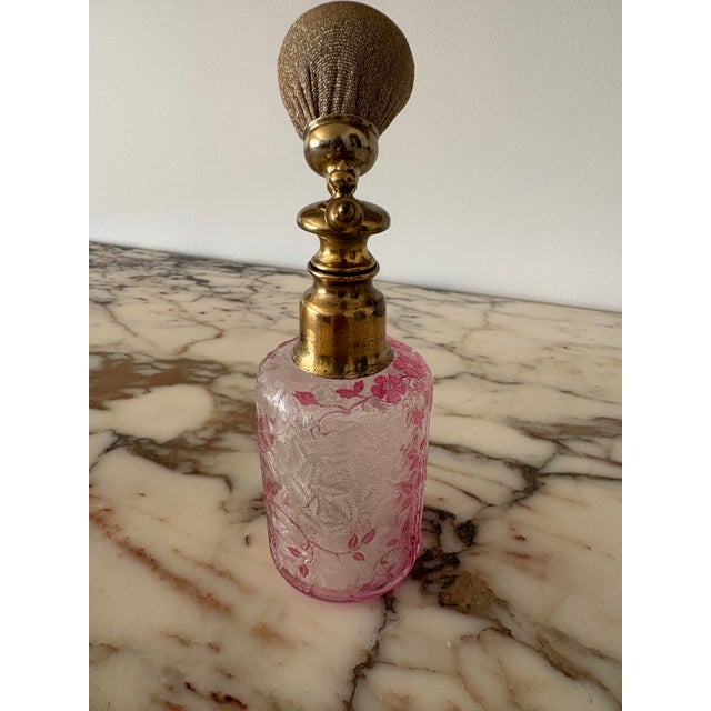 Metal Early 1900s Baccarat Eglantier (Wild Rose) Pattern Perfume Atomizer For Sale - Image 7 of 9