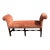 Vintage Henredon Chippendale-Style Carved Mahogany Bench Upholstered in an Orange Cut Velvet Fabric For Sale