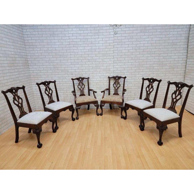 Vintage Henredon Ritterhouse Collection Square Chippendale Style Mahogany Dining Chairs - Set of 6 Set of 6 Finely Carved...