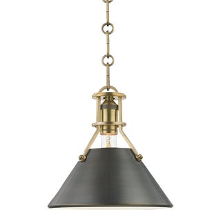 Mark D. Sikes 1 Light Metal No. 2 Pendant, Small, Aged Bronze For Sale