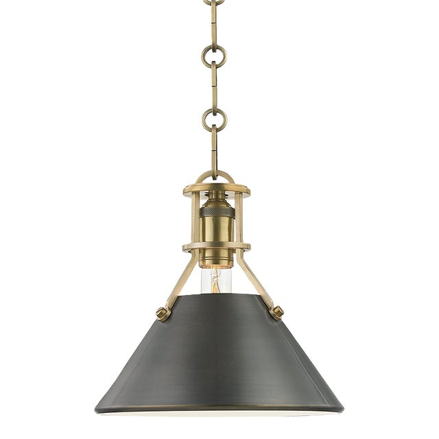 Mark D. Sikes 1 Light Metal No. 2 Pendant, Small, Aged Bronze For Sale