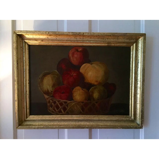 1830s American Empire Basket of Fruit and Apples Still Life Oil Painting For Sale - Image 10 of 11