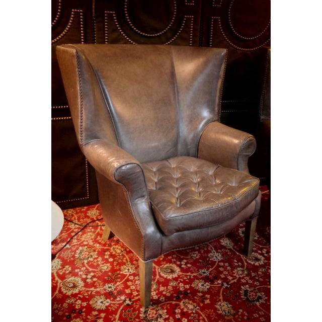 Drake Armchairs in Graphite Leather by Ralph Lauren for Restoration Hardware, 2010s, Set of 2 For Sale - Image 11 of 12