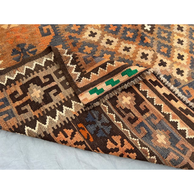 Antique Afghan Hand-Woven Ghelmori Kilim Rug | Flatweave Wool Tribal Geometric Rug For Sale - Image 11 of 11