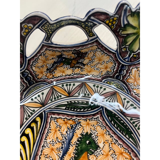 1990s Coimbra Ceramic - Hand Painted Portuguese Fruit Basket 2 For Sale - Image 5 of 15