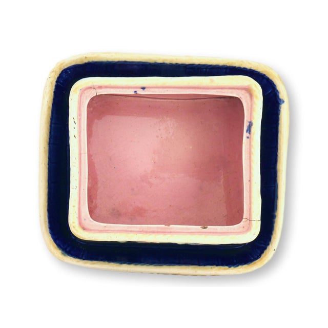 Navy Blue Antique English Majolica Sardine Box For Sale - Image 8 of 8
