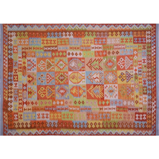 Vintage Afghan Hand Made Wool Maimana Kilim,6'8"x9'10" For Sale - Image 4 of 4