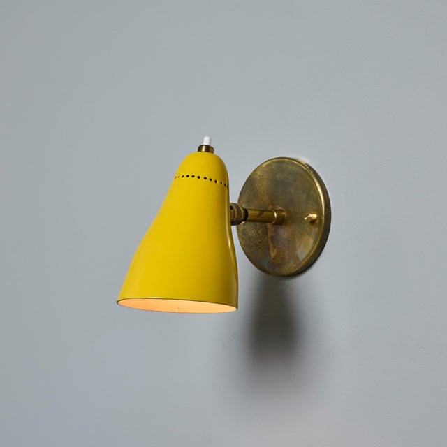 1950s Giuseppe Ostuni Model #101 Yellow Articulating Sconces for O-Luce, Unmarked - a Pair For Sale In Los Angeles - Image 6 of 12