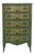 1950s French Provincial Hand-Painted Green Tall Chest of Drawers For Sale