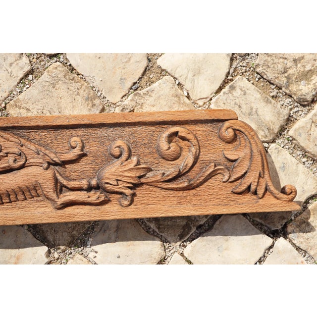 Brown 19th Century French Renaissance Carved Wooden Overdoor Depicting a Warrior and Mythological Creatures For Sale - Image 8 of 11