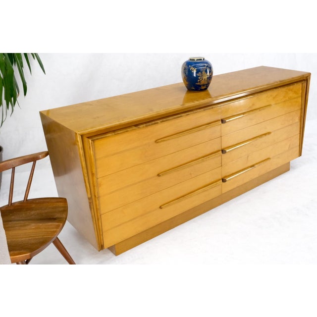 Lacquered Blond Birch 6 Drawer Swedish Mid-Century Modern Dresser Credenza Mint For Sale - Image 11 of 15