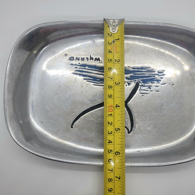 Late 20th Century Wilton Armetale Wyland Whale Tail Bread Tray Pewter Metal Serving Dish For Sale - Image 6 of 7