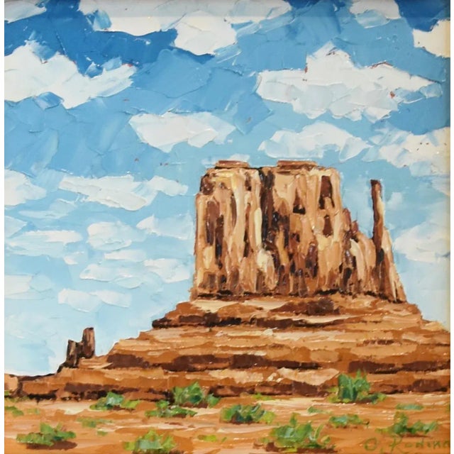 Monument Valley Utah Desert Southwest Landscape Oil Painting Including the Antiqued Gold Wood Frame For Sale - Image 4 of 7