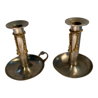 Antique, French, Zinc, Candlesticks, 1920s For Sale