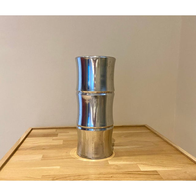 Metal Mid-Century Modern Italian Sculptural Aluminium Vase, 1960s For Sale - Image 7 of 8