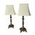 Baroque Mid Century Gilt Metal Footed Baroque Style Lamps and Shades - A Pair For Sale - Image 3 of 10
