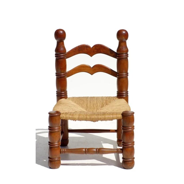 Set of Wicker and Oak Chairs by Charles Dudouyt, 1940s For Sale - Image 6 of 13