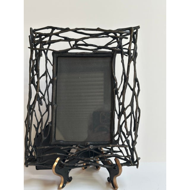 Michael Aram Twig Convertible Picture Frame Oxidized Metal 9.5"x 7.5" Holds 4x6 Photo For Sale - Image 10 of 13