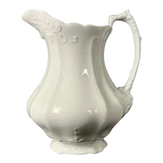 White Ironstone Water Pitcher by Johnson Bros England For Sale