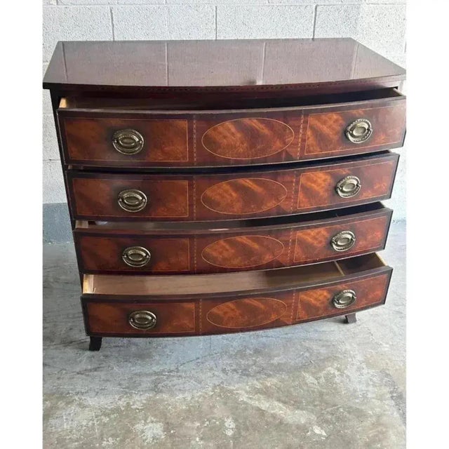 Early 21st Century Baker Historic Charleston Bow Front Mahogany 4 Drawer Chest For Sale - Image 5 of 9
