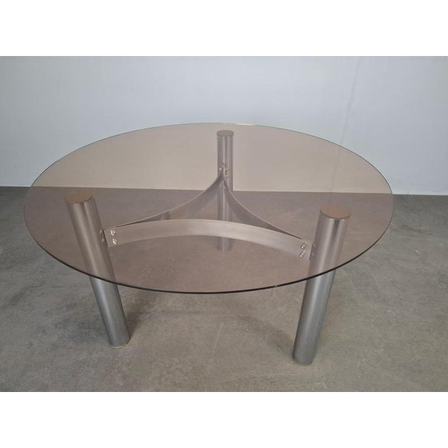 Metal Mid-Century Modern Czechoslovak Smoked Glass Coffee Table in Chrome Metal, 1970s For Sale - Image 7 of 14