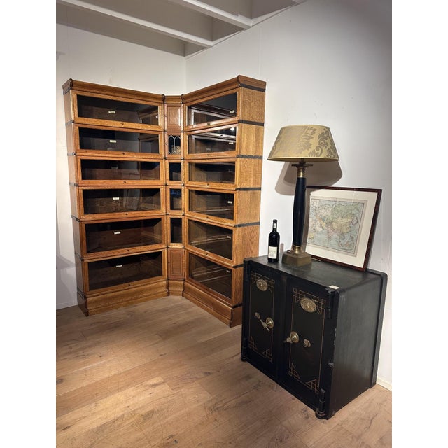 Corner Bookcase in Oak from Globe Wernicke, 1890s, Set of 24 For Sale - Image 12 of 13