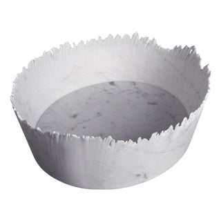 Drap D Oval Decorative Bowl in Bardiglio Marble by Bufalini Marmi For Sale
