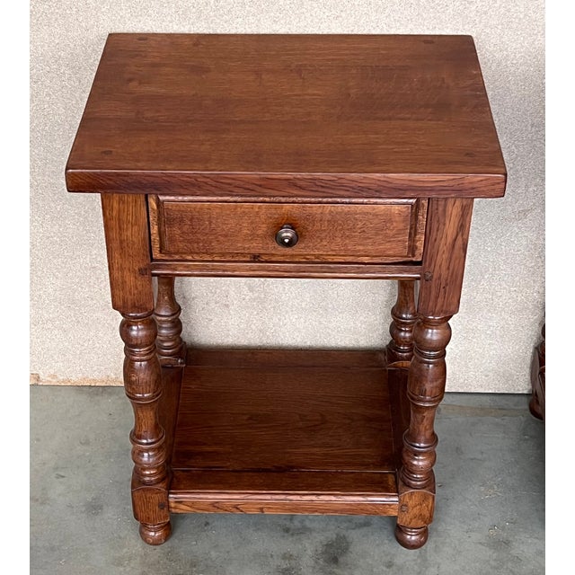 20th Century Pair of Solid Carved French Nightstands With Low Shelve For Sale - Image 4 of 9
