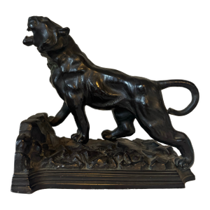 1920s Art Deco “Roar of the Tiger” Ronson Bookend Sculpture