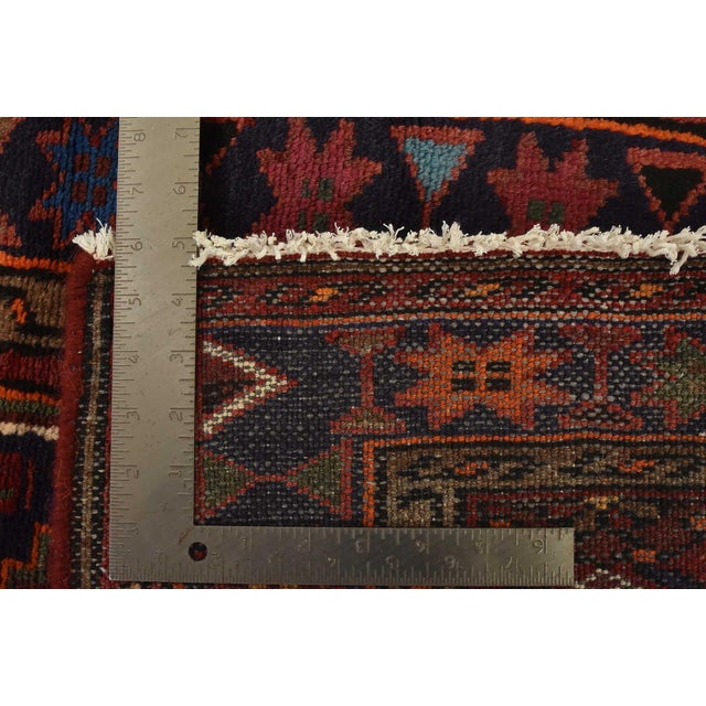 Hamedan Rug 3’3” X 5’4” Red Wool Vintage Tribal Hand-Knotted Carpet For Sale - Image 12 of 12