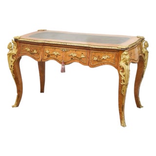 Late 19th Century Louis XV Style Bureau Plat Writing Table Bronze For Sale