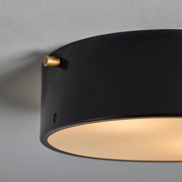 1960s Round Black Metal and Opaline Glass Ceiling Lamp by Bruno Gatta for Stilnovo For Sale - Image 14 of 16