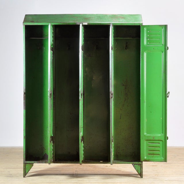 Vintage Industrial Green Locker, 1950s For Sale - Image 4 of 14