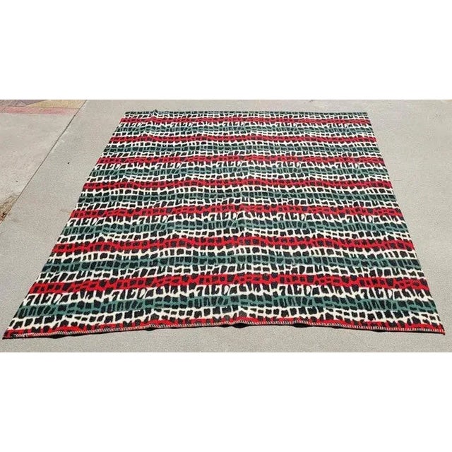 Rare Vintage Reversible Wool Multi Colored Camp Blanket. Print: Multi Color Abstract, Multi Color Leopard, Multi Color...