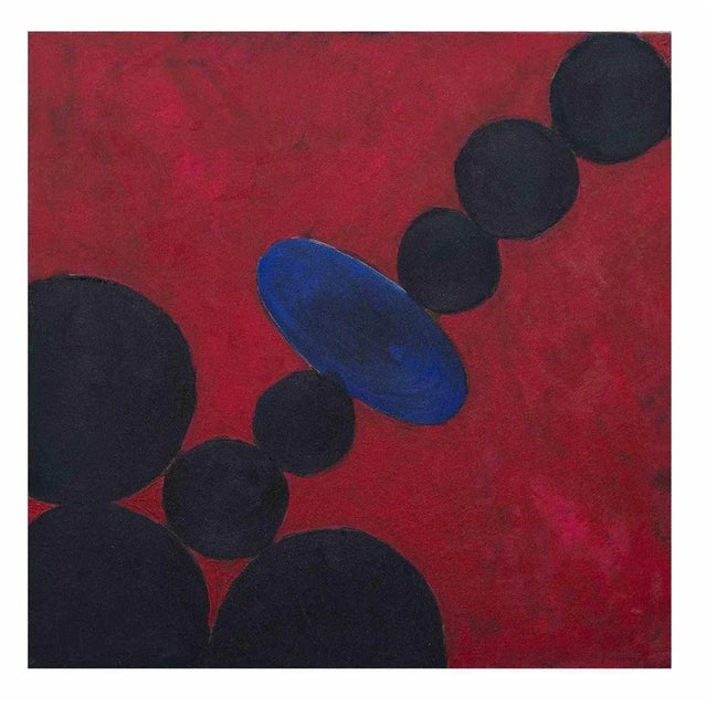 Giorgio Lo Fermo, Red Composition with Circles, Oil on Canvas, 2020 For Sale - Image 4 of 5