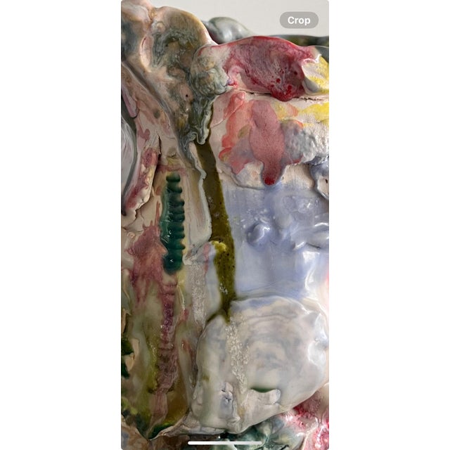 "Bubble Me Crazy" Ceramic/Glaze 2023 8 3/4" H. 6 1/2" W Hand-built, colorful, contemporary sculpture by artist Tracey...