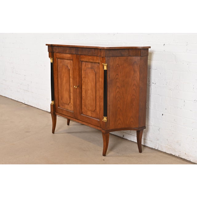 Neoclassical Baker Furniture Neoclassical Cherry Wood and Parcel Ebonized Sideboard or Bar Cabinet, Circa 1960s For Sale - Image 3 of 12