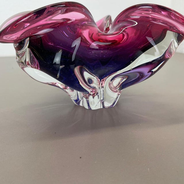 Pink-Purple Murano Glass Shell Bowl or Ashtray, Italy, 1970s For Sale - Image 12 of 17