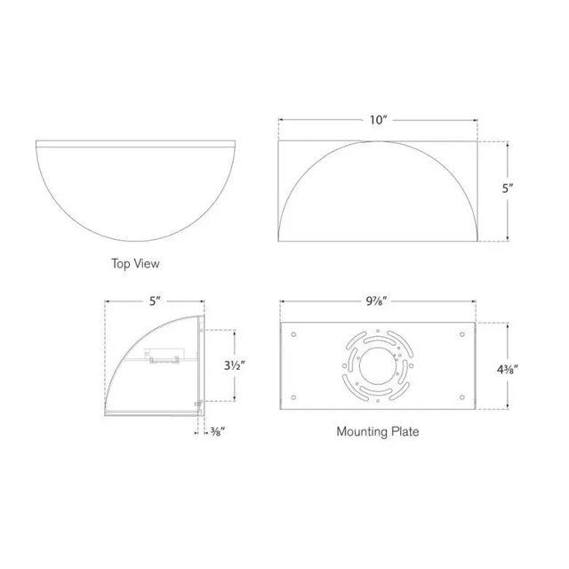 Modern Peter Bristol for Visual Comfort Signature Quarter Sphere Small Up Light in Matte Black with Frosted Glass For Sale - Image 3 of 3
