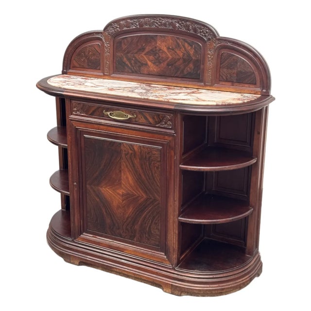 Design Plus Gallery presents an Art Nouveau Marble Top Sideboard/Cabinet by Louis-Jean-Sylvestre Majorelle (1859-1926)....