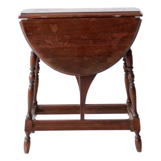 Vintage Colonial Style Drop Leaf Side Table For Sale