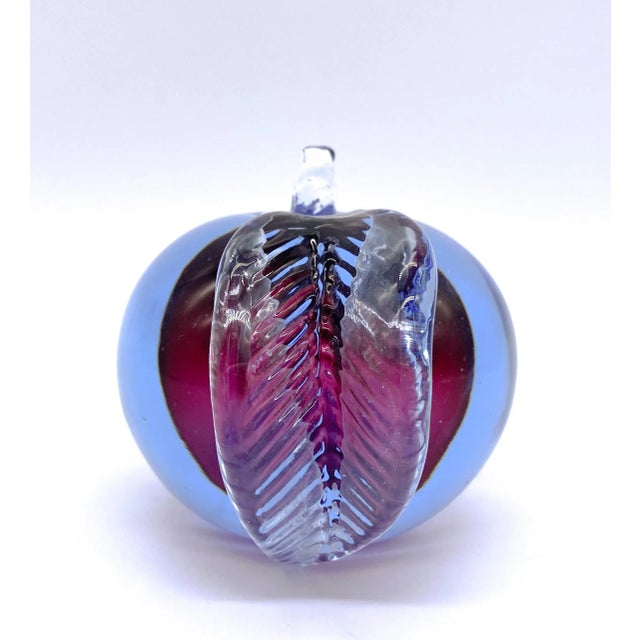 Mid 20th Century Barbini Style 20th Century Italian Murano Somerso Blue, Red & Purple Apple Paperweight For Sale - Image 5 of 8