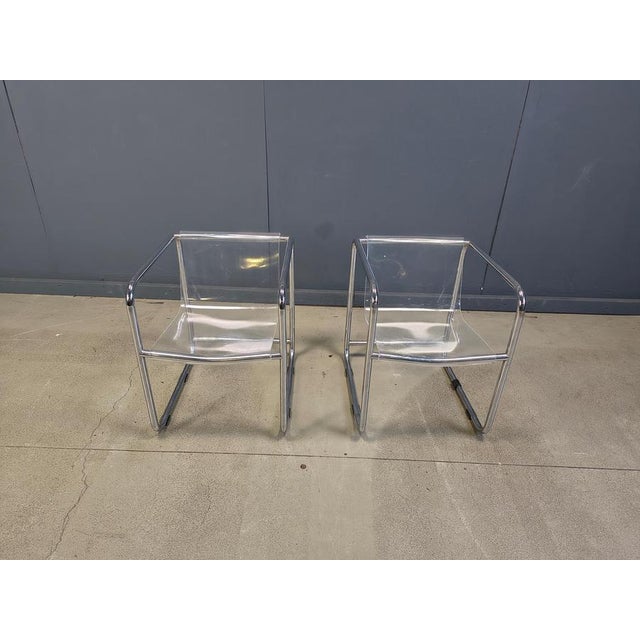 Acrylic Glass and Tubular Chrome Armchairs, 1970s, Set of 2 For Sale - Image 13 of 14