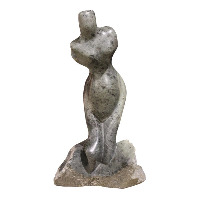 Jose Zacarias Figurative Grey Stone Sculpture of a Female 1989 For Sale