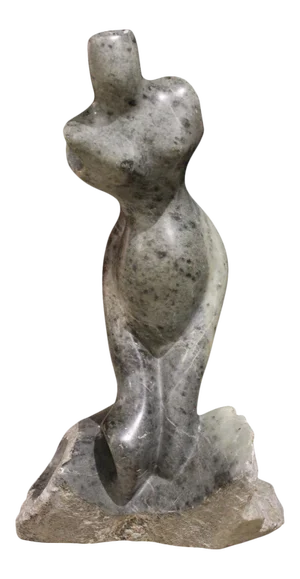 Jose Zacarias Figurative Grey Stone Sculpture of a Female 1989