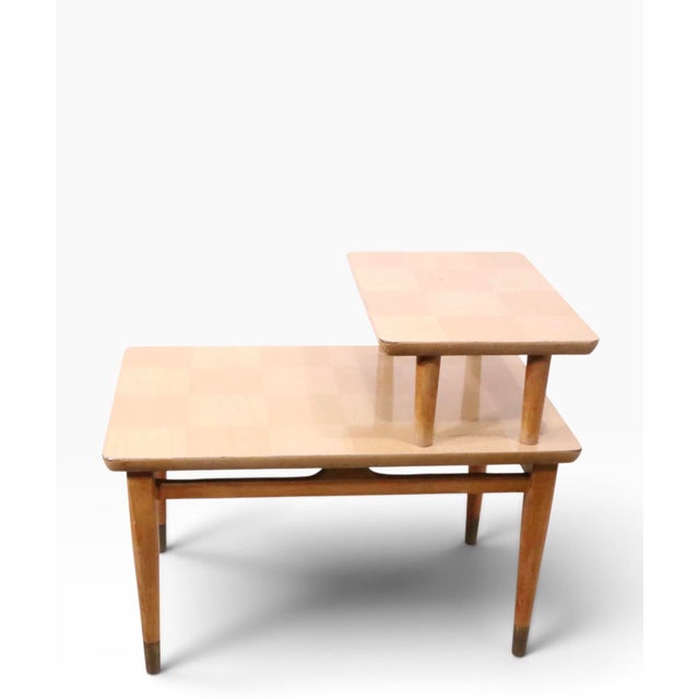 Mid-Century Modern Pr. Mid Century Step End Tables With Marquetry For Sale - Image 3 of 9